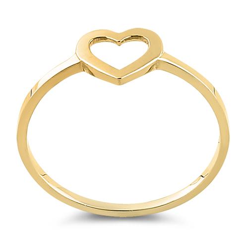 Solid 14K Yellow Gold Heart Outline Ring