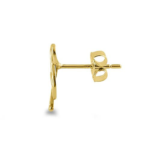 Solid 14K Yellow Gold Music Note Stud Earrings