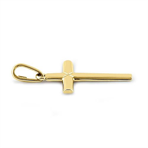 Solid 14K Yellow Gold Plain Cross Pendant