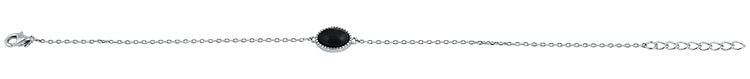 Sterling Silver Black Oval Stone Bracelet