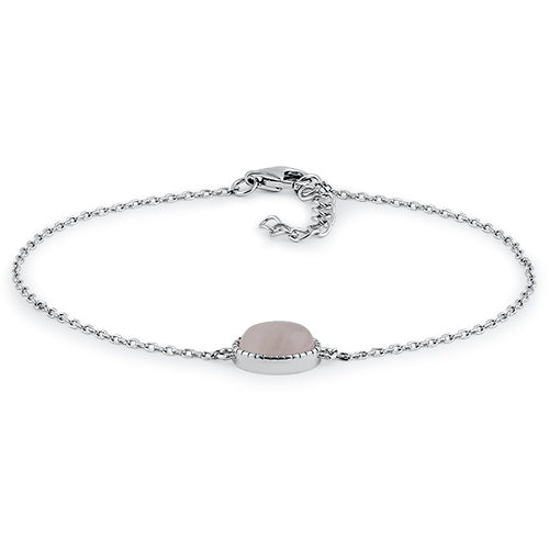 Sterling Silver Dusty Pink Oval Bracelet