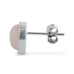 Sterling Silver Rose Quartz Oval Stone Earrings