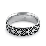 Sterling Silver Heart Swirls Band Ring