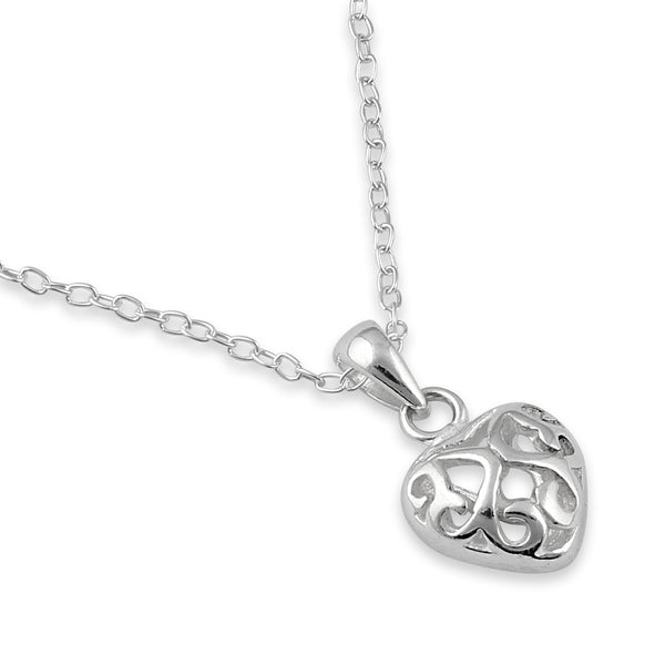 Sterling Silver Curly Heart Necklace