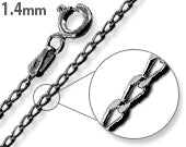 Black Rhodium Sterling Silver Long Curb Chain 1.4MM