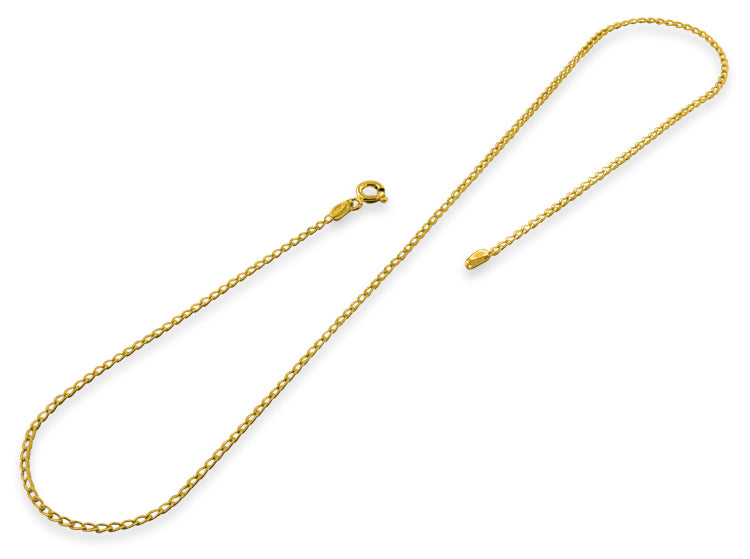 14K Gold Plated Sterling Silver Long Curb Chain 1.65MM