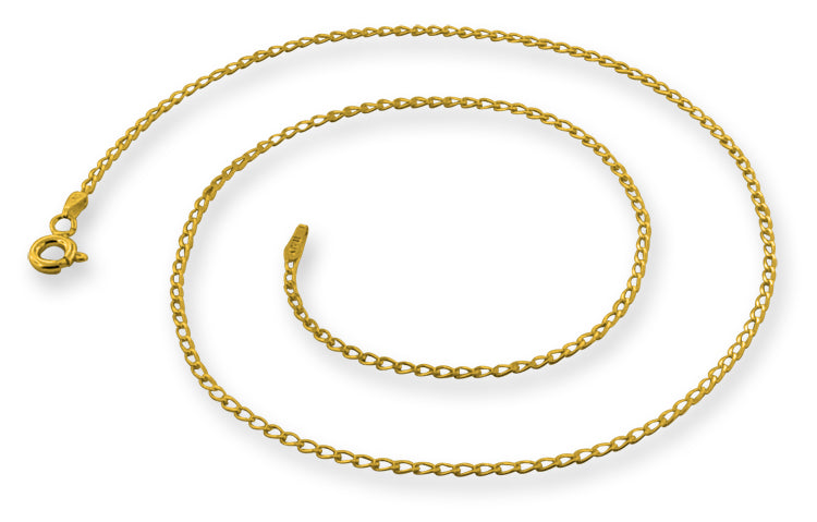 14K Gold Plated Sterling Silver Long Curb Chain 1.4MM