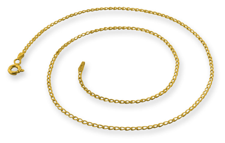 14K Gold Plated Sterling Silver Long Curb Chain 1.65MM