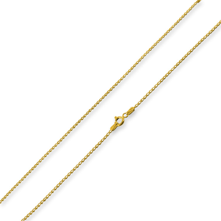 14K Gold Plated Sterling Silver Long Curb Chain 1.4MM