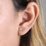 Solid 14K Yellow Gold Solid Heart with Love Inscription Earrings