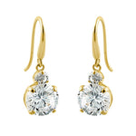 Solid 14K Yellow Gold 6mm Round CZ Hook Earrings