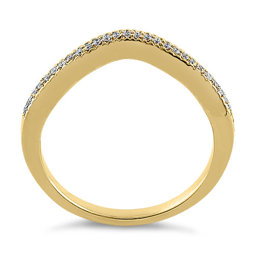Solid 14K Yellow Gold V-Shaped 0.10 ct. Diamond Ring