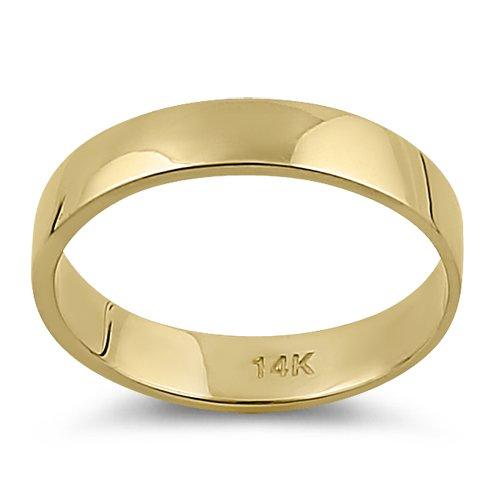 Solid 14K Yellow Gold 4mm Flat Wedding Band