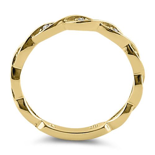 Solid 14K Yellow Gold Eternity Twist  0.10 ct. Diamond Ring