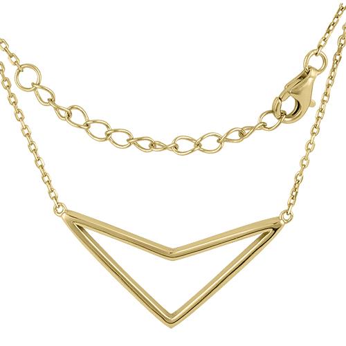 Sterling Silver Yellow Gold Plated Down Arrow Necklace