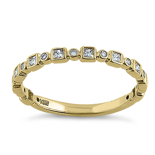 Solid 14K Yellow Gold Alternating 0.27 ct. Diamond Ring