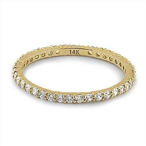 Solid 14K Yellow Gold Eternity CZ Ring