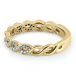 Solid 14K Yellow Gold Elegant Twist  0.10 ct. Diamond Band