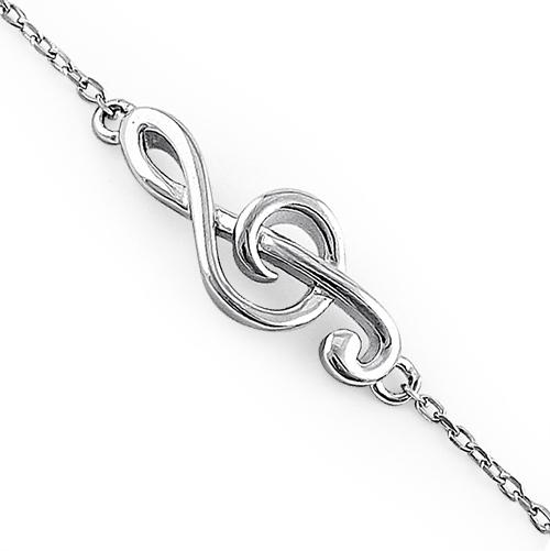 Sterling Silver Treble Clef Music Note Bracelet