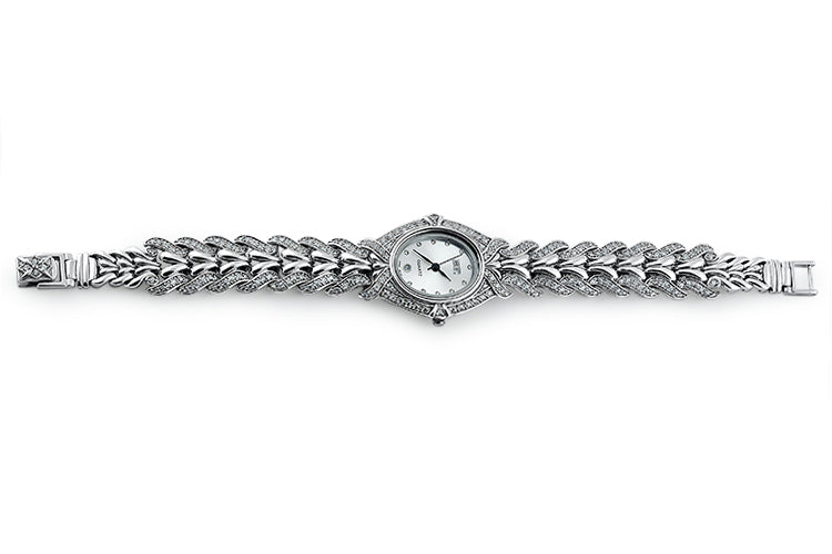 Sterling Silver Oval Clear CZ Watch