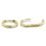 Solid 14K Yellow Gold 1.5mm x 14mm Diamond Cut Hoop Earrings