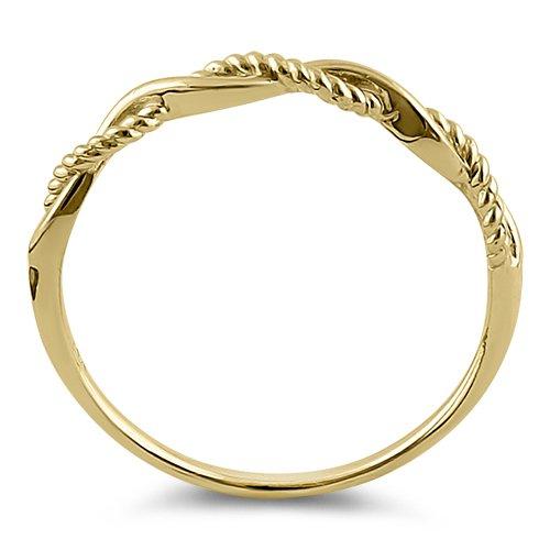 Solid 14K Yellow Gold Twisted Rope Ring