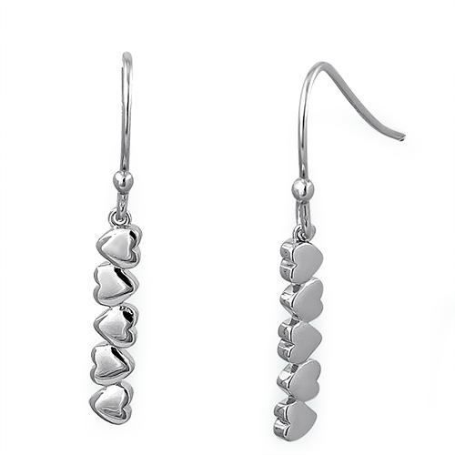 Sterling Silver Dangling Hearts Earrings