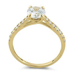 Solid 14K Yellow Gold Solitaire Round Clear CZ Engagement Ring