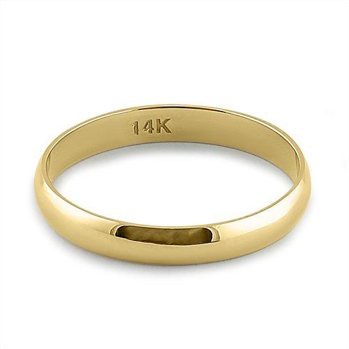 Solid 14K Yellow Gold 3mm Dome Wedding Band