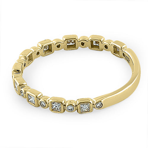 Solid 14K Yellow Gold Alternating 0.27 ct. Diamond Ring