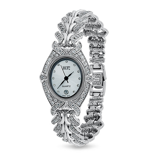 Sterling Silver Oval Clear CZ Watch