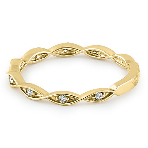 Solid 14K Yellow Gold Eternity Twist  0.10 ct. Diamond Ring