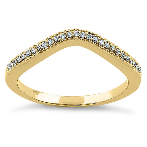 Solid 14K Yellow Gold V-Shaped 0.10 ct. Diamond Ring