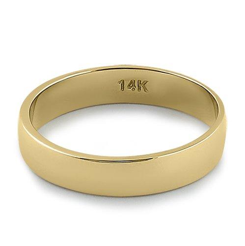 Solid 14K Yellow Gold 4mm Flat Wedding Band