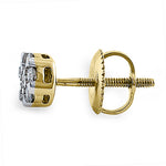 Solid 14K Gold & White Gold Flower 0.25 ct. Diamond Earrings