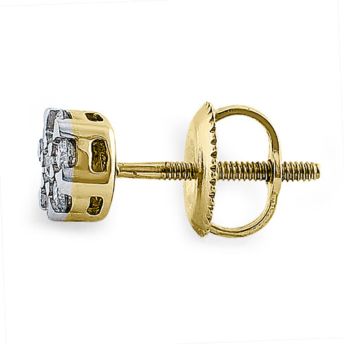 Solid 14K Gold & White Gold Flower 0.25 ct. Diamond Earrings