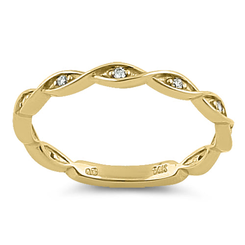 Solid 14K Yellow Gold Eternity Twist  0.10 ct. Diamond Ring