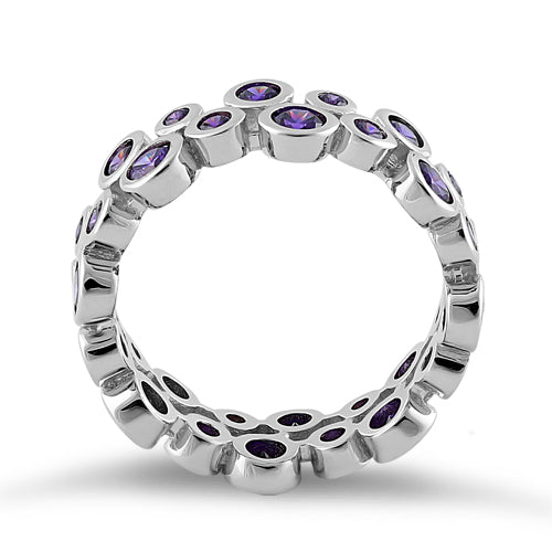 Sterling Silver Eternity Bubbles Dark Violet CZ Ring