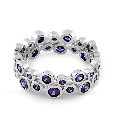 Sterling Silver Eternity Bubbles Dark Violet CZ Ring