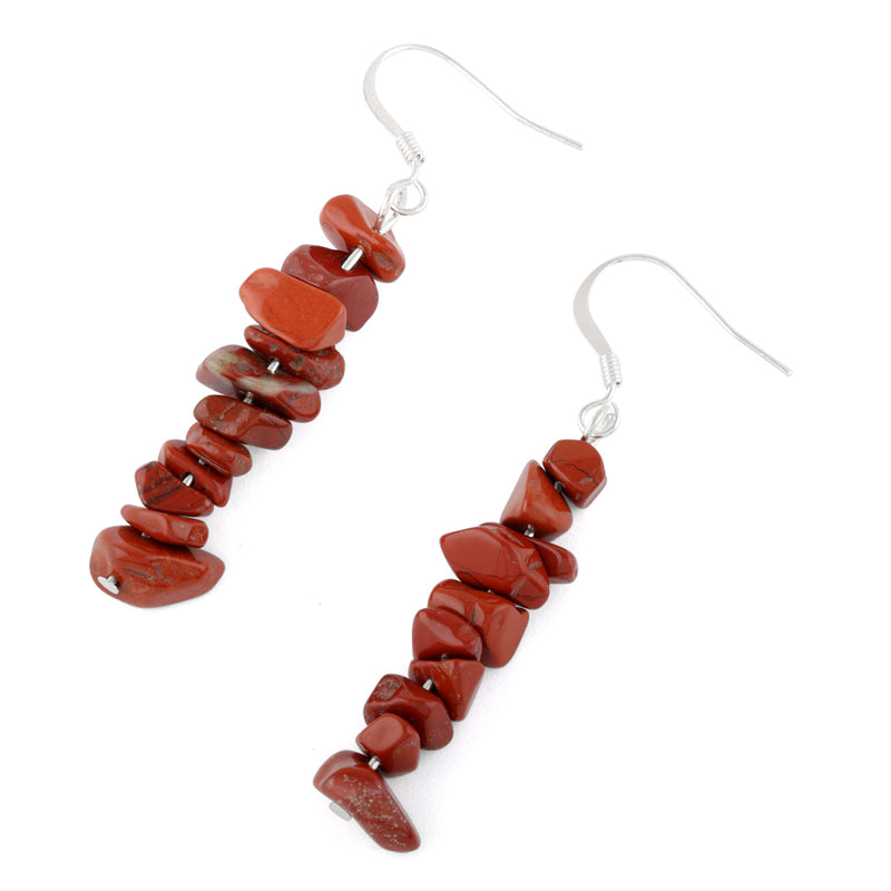 Red Jasper Chips Dangle Earrings