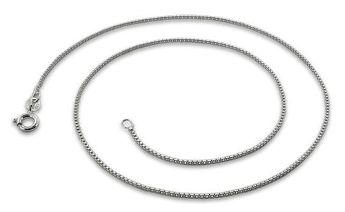 Rhodium Sterling Silver Box Chain 1MM
