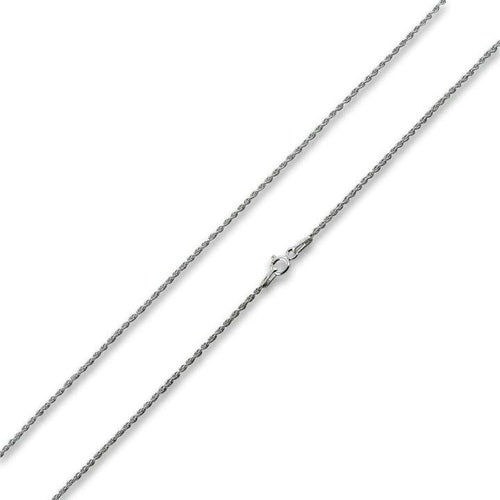 Rhodium Sterling Silver Rope Chain 1.3MM