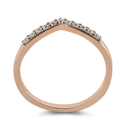 Rose Gold Plated Pointed V CZ Ring