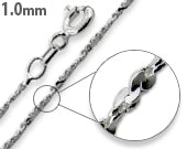 Rhodium Sterling Silver Twisted Serpentine Chain 1.0MM