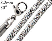 Stainless Steel 30" Snake Skin Mesh Chain Necklace 3.2 MM