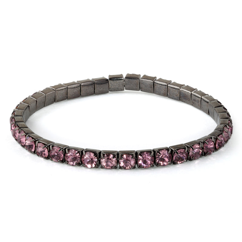 Soft Pink Glass Elastic Tennis Bracelet
