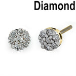 Solid 14K Gold & White Gold Flower 0.25 ct. Diamond Earrings