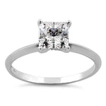 Solid 14K White Gold Clear Princess Cut Solitaire Engagement CZ Ring