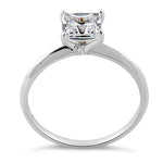 Solid 14K White Gold Clear Princess Cut Solitaire Engagement CZ Ring