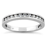 Solid 14K White Gold Clear Round Cut CZ Band Ring